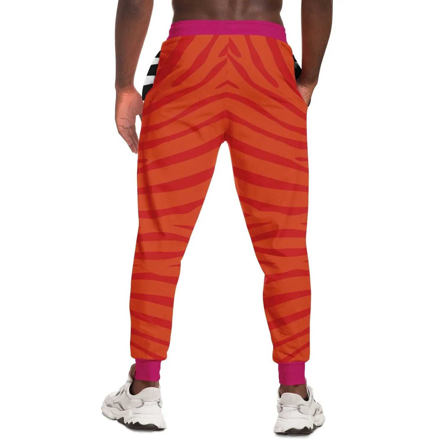 Zebra in Orange Raspberry Eco-Poly Unisex Joggers