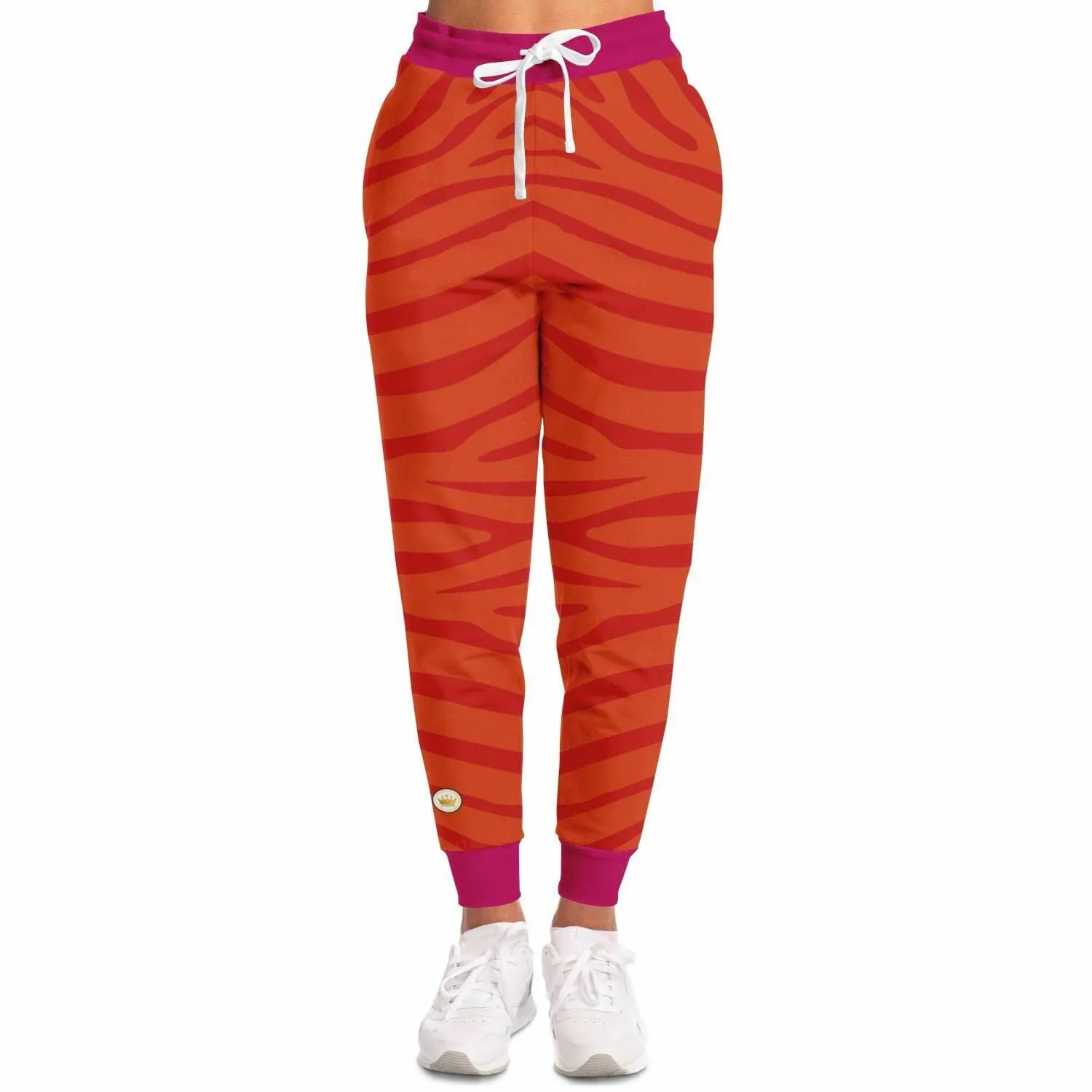 Zebra in Orange Raspberry Eco-Poly Unisex Joggers